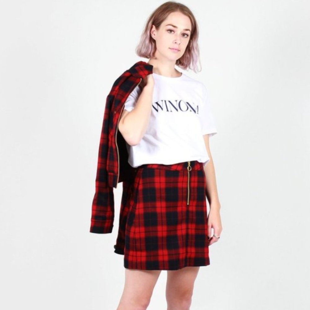 Lazy Oaf Plaid Mini Skirt